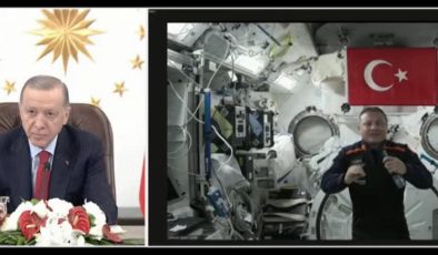 Erdoğan, ilk Türk astronotla görüştü… Türk bayrağı uzayda dalgalanıyor